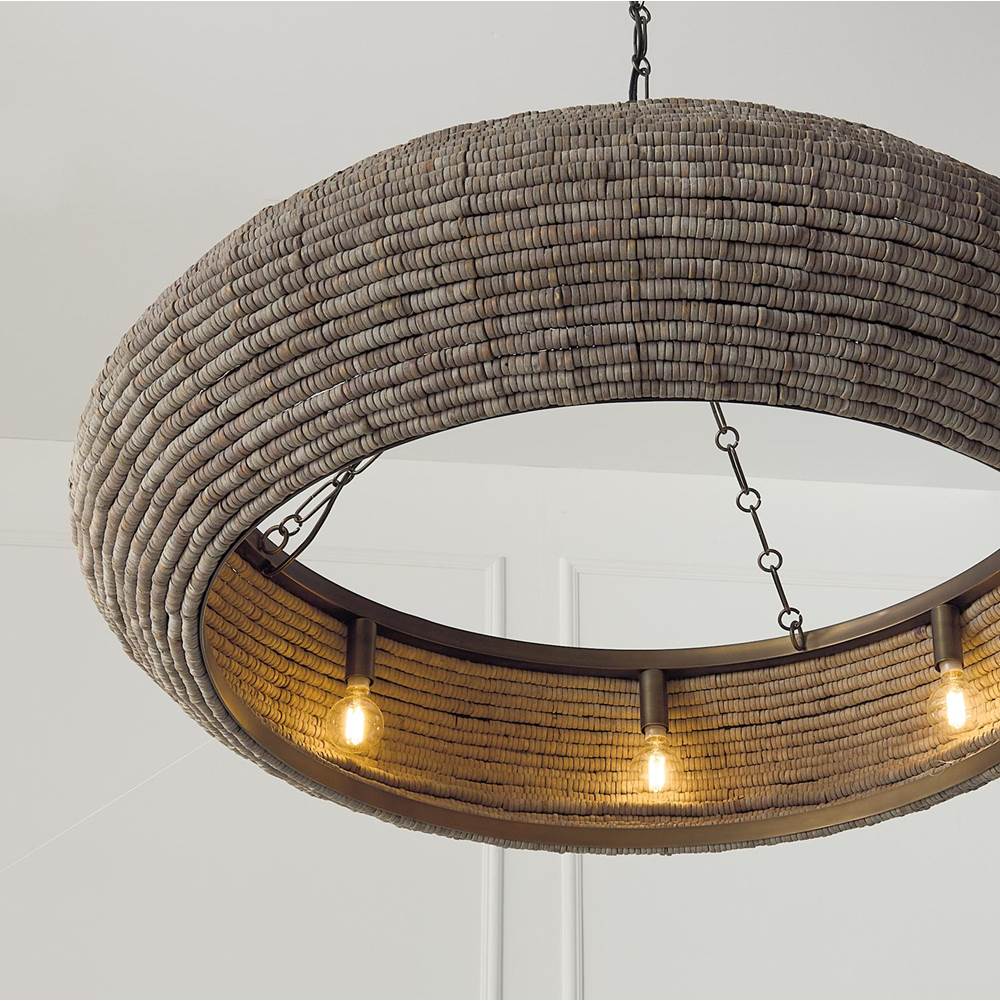 Capital Lighting 459781AGD Aegean Grey,Dark Brass 35'' W X 21.75'' H 8-light Intricate Beaded Chandelier With Handcrafted Wooden Beads In Aegean Grey And Dark Brass And Elevated Designer Chain Image 5