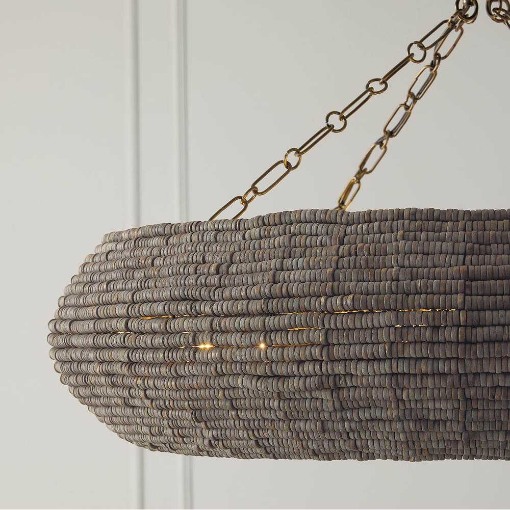 Capital Lighting 459781AGD Aegean Grey,Dark Brass 35'' W X 21.75'' H 8-light Intricate Beaded Chandelier With Handcrafted Wooden Beads In Aegean Grey And Dark Brass And Elevated Designer Chain Image 3