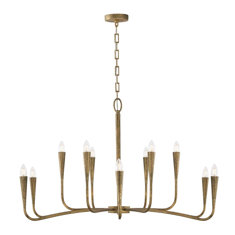 Capital Lighting 459801ARG Artisan Gold 46'' W X 24.5'' H 12-light Chandelier In Hand-painted Textured Artisan Gold With Smooth Tapered Candlesleeve Design Image 1