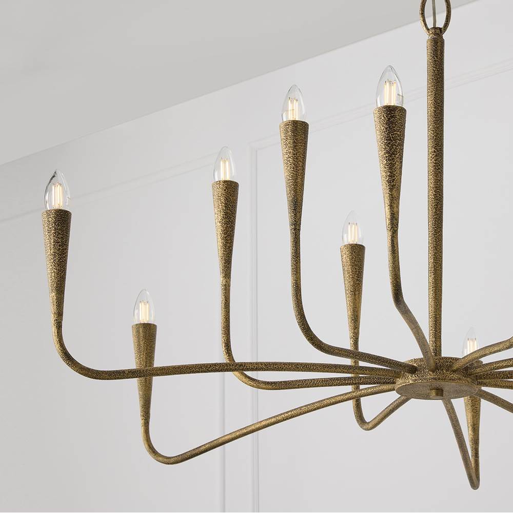 Capital Lighting 459801ARG Artisan Gold 46'' W X 24.5'' H 12-light Chandelier In Hand-painted Textured Artisan Gold With Smooth Tapered Candlesleeve Design Image 8