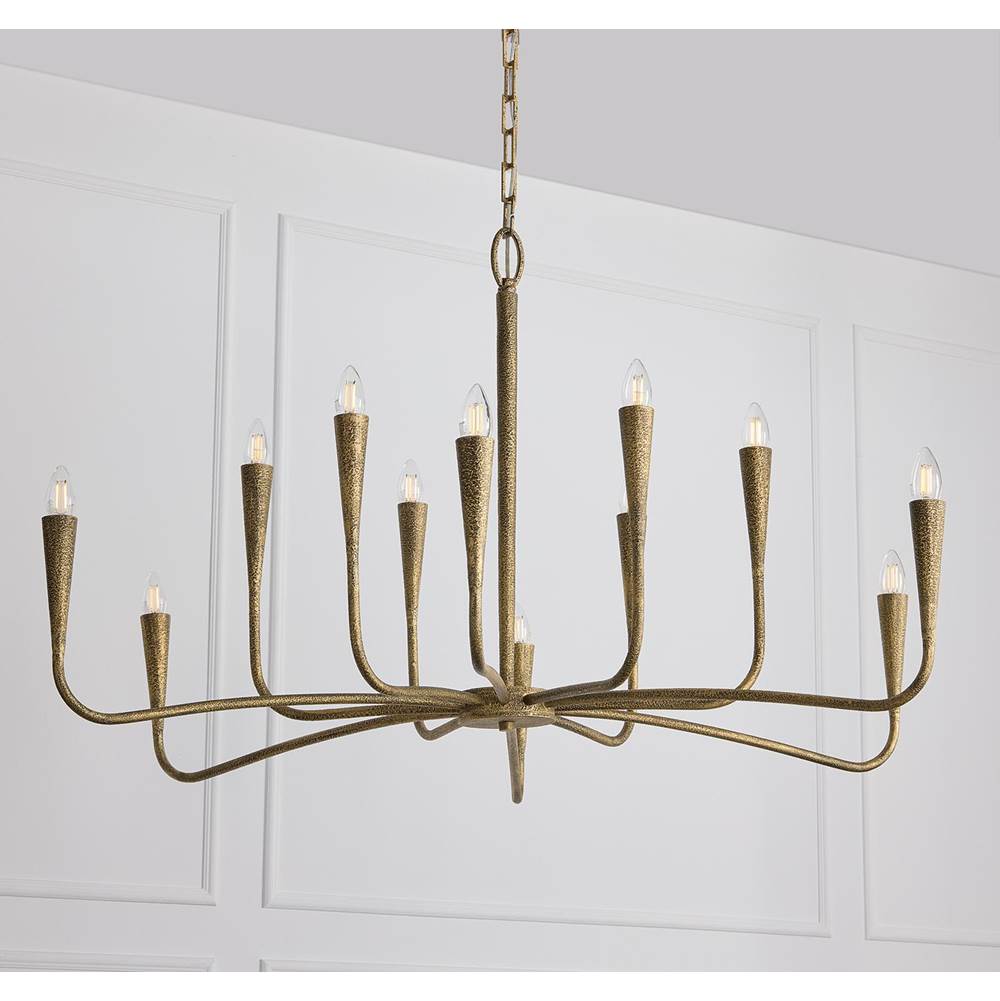 Capital Lighting 459801ARG Artisan Gold 46'' W X 24.5'' H 12-light Chandelier In Hand-painted Textured Artisan Gold With Smooth Tapered Candlesleeve Design Image 6