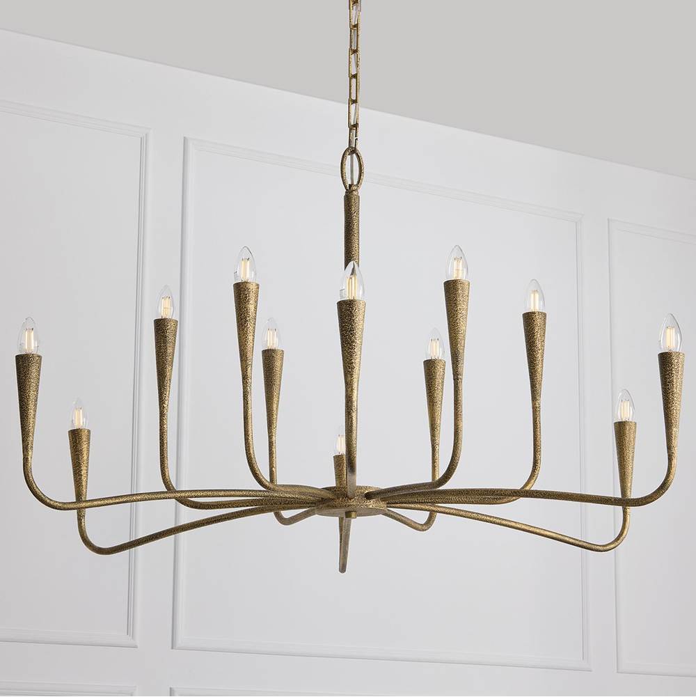 Capital Lighting 459801ARG Artisan Gold 46'' W X 24.5'' H 12-light Chandelier In Hand-painted Textured Artisan Gold With Smooth Tapered Candlesleeve Design Image 5