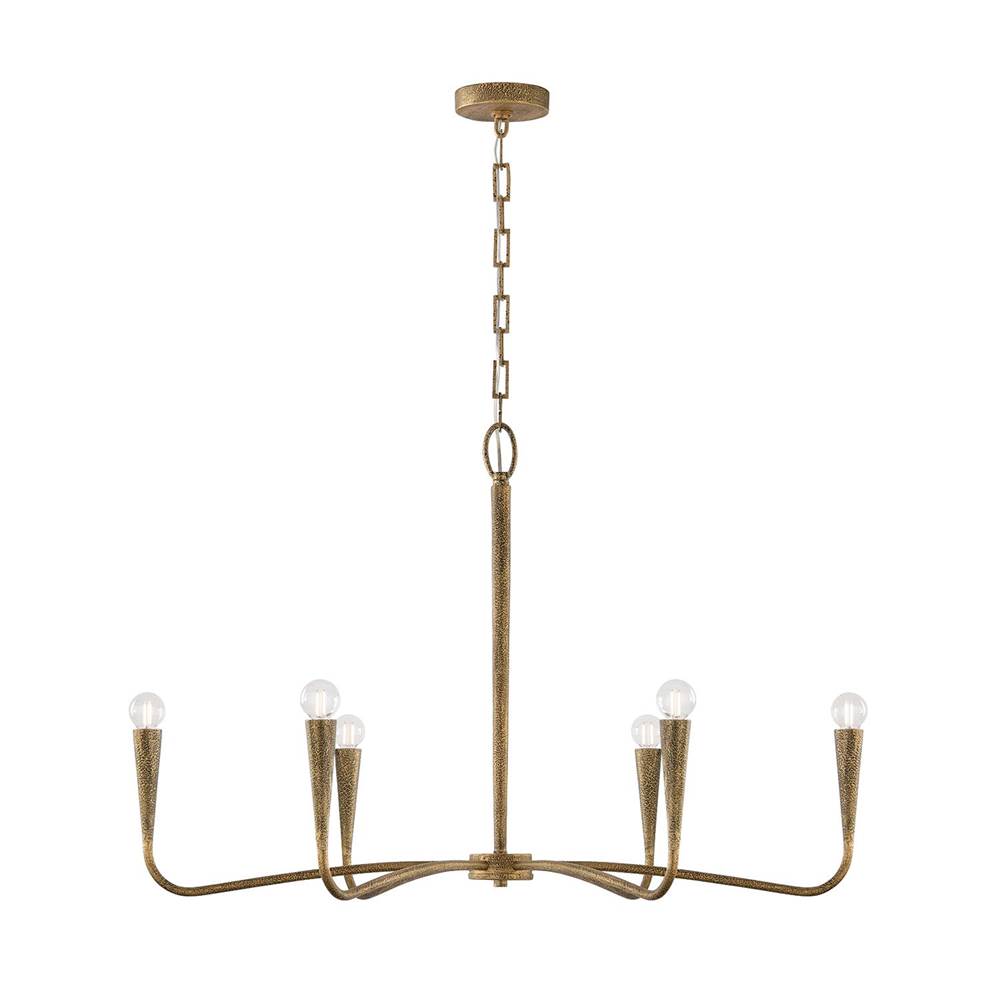 Capital Lighting 459861ARG Artisan Gold 39'' W X 24.25'' H 6-light Chandelier In Hand-painted Textured Artisan Gold With Smooth Tapered Candlesleeve Design Image 1