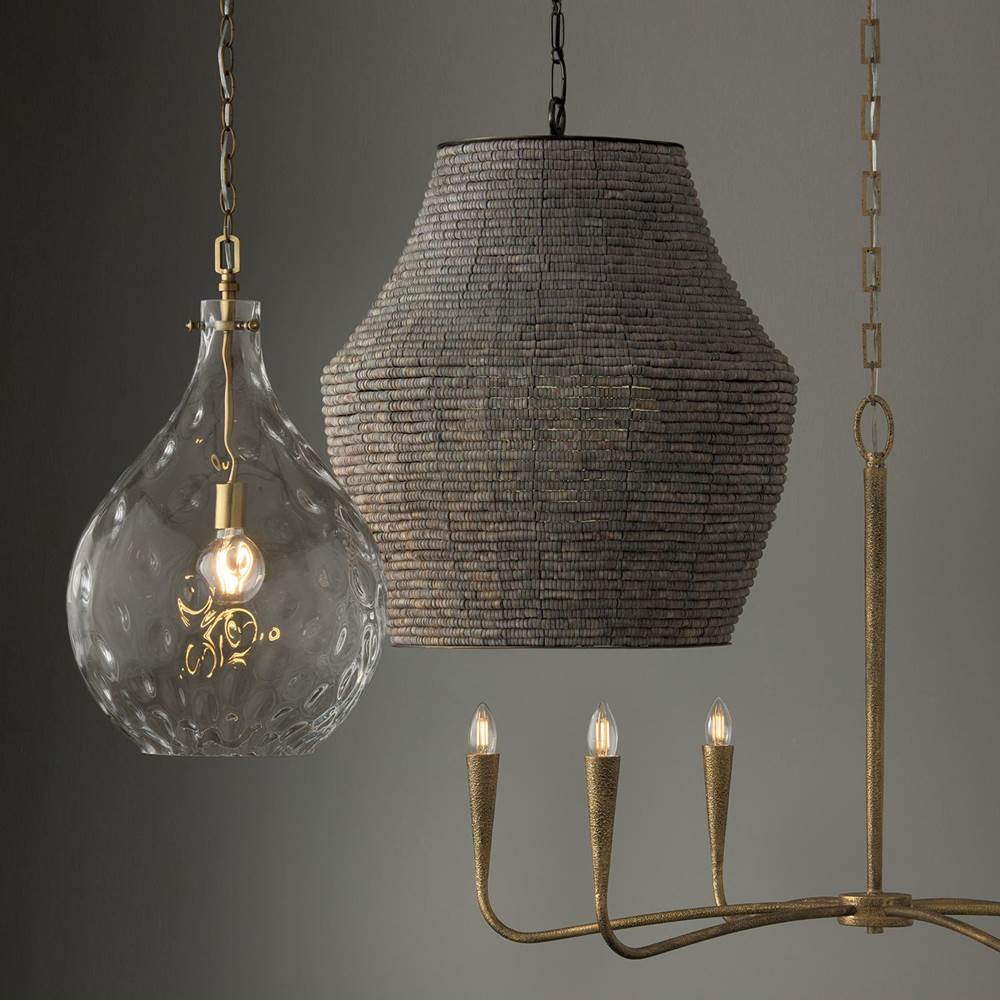 Capital Lighting 325011AD Aged Brass 15'' W X 24'' H 1-light Teardrop Pendant In Aged Brass With Water Glass Image 2