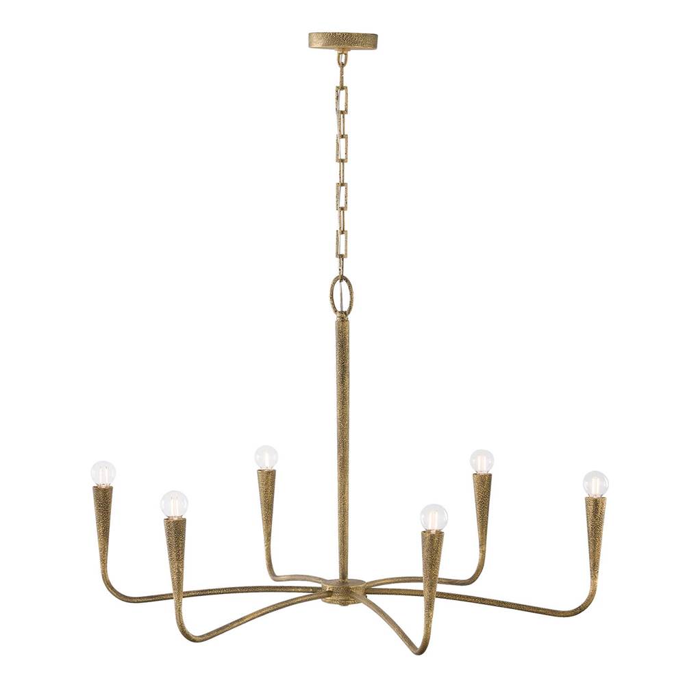 Capital Lighting 459861ARG Artisan Gold 39'' W X 24.25'' H 6-light Chandelier In Hand-painted Textured Artisan Gold With Smooth Tapered Candlesleeve Design Image 5