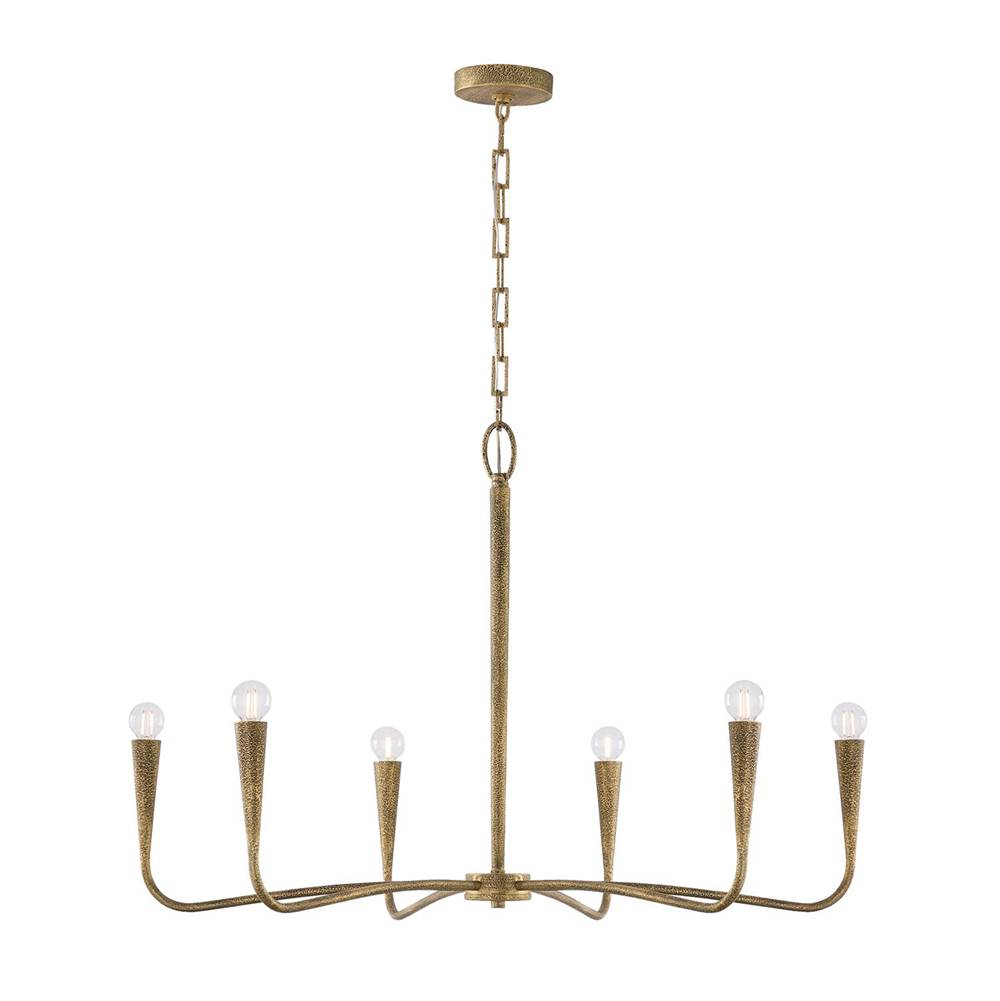 Capital Lighting 459861ARG Artisan Gold 39'' W X 24.25'' H 6-light Chandelier In Hand-painted Textured Artisan Gold With Smooth Tapered Candlesleeve Design Image 6