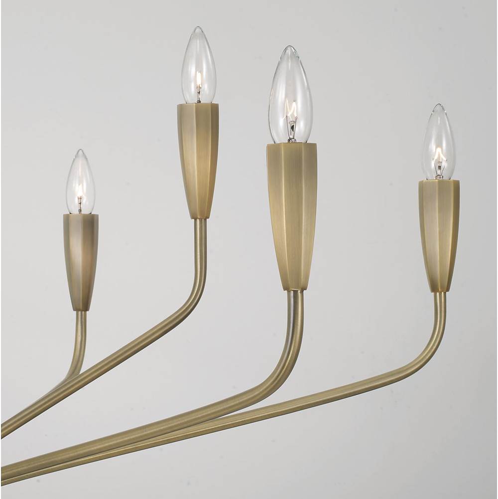 Capital Lighting 460401ANB Antiqued Brass 41'' W X 30.5'' H 10-light Chandelier In Antiqued Brass With Botanical Arm Silhouette And Faceted Candlesleeves Image 4