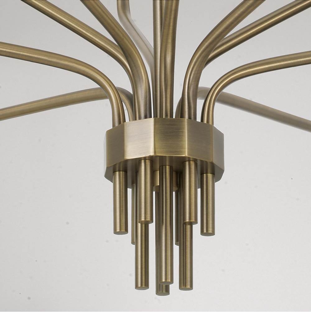 Capital Lighting 460401ANB Antiqued Brass 41'' W X 30.5'' H 10-light Chandelier In Antiqued Brass With Botanical Arm Silhouette And Faceted Candlesleeves Image 3