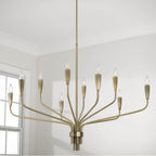 Capital Lighting Palmer 41'' W X 30.5'' H 10-light Chandelier In Antiqued Brass With Botanical Arm Silhouette And Faceted Candlesleeves