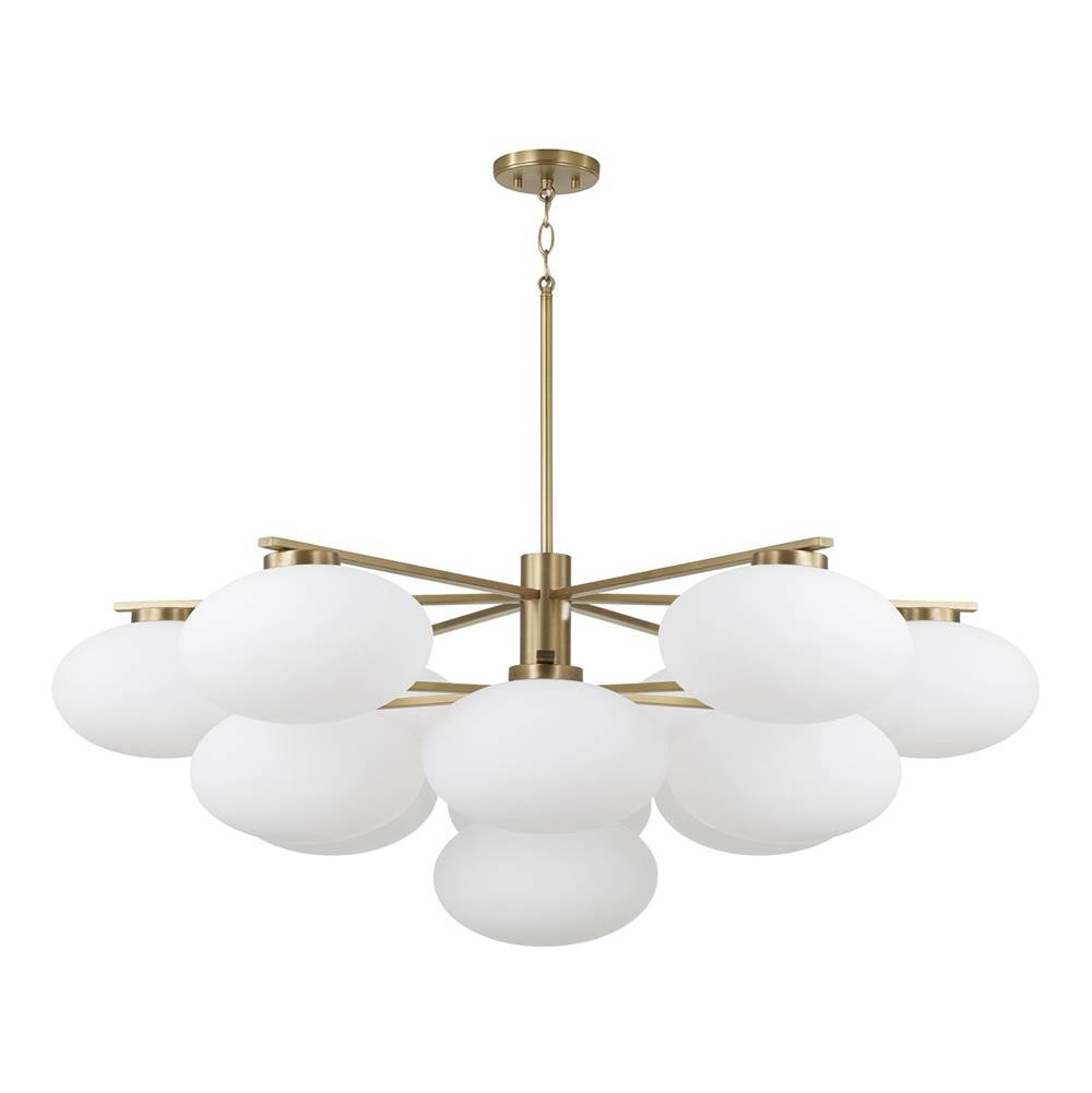 Capital Lighting 460501AD Aged Brass 45.5'' W X 17.75'' H 10-light Two-tier Chandelier In Matte Black With Soft White Glass Oval Globes Image 1