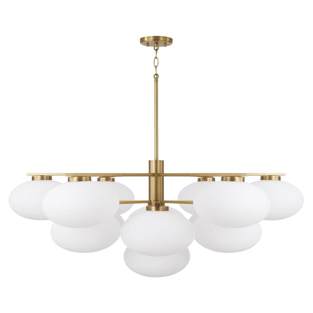 Capital Lighting 460501AD Aged Brass 45.5'' W X 17.75'' H 10-light Two-tier Chandelier In Matte Black With Soft White Glass Oval Globes Image 2