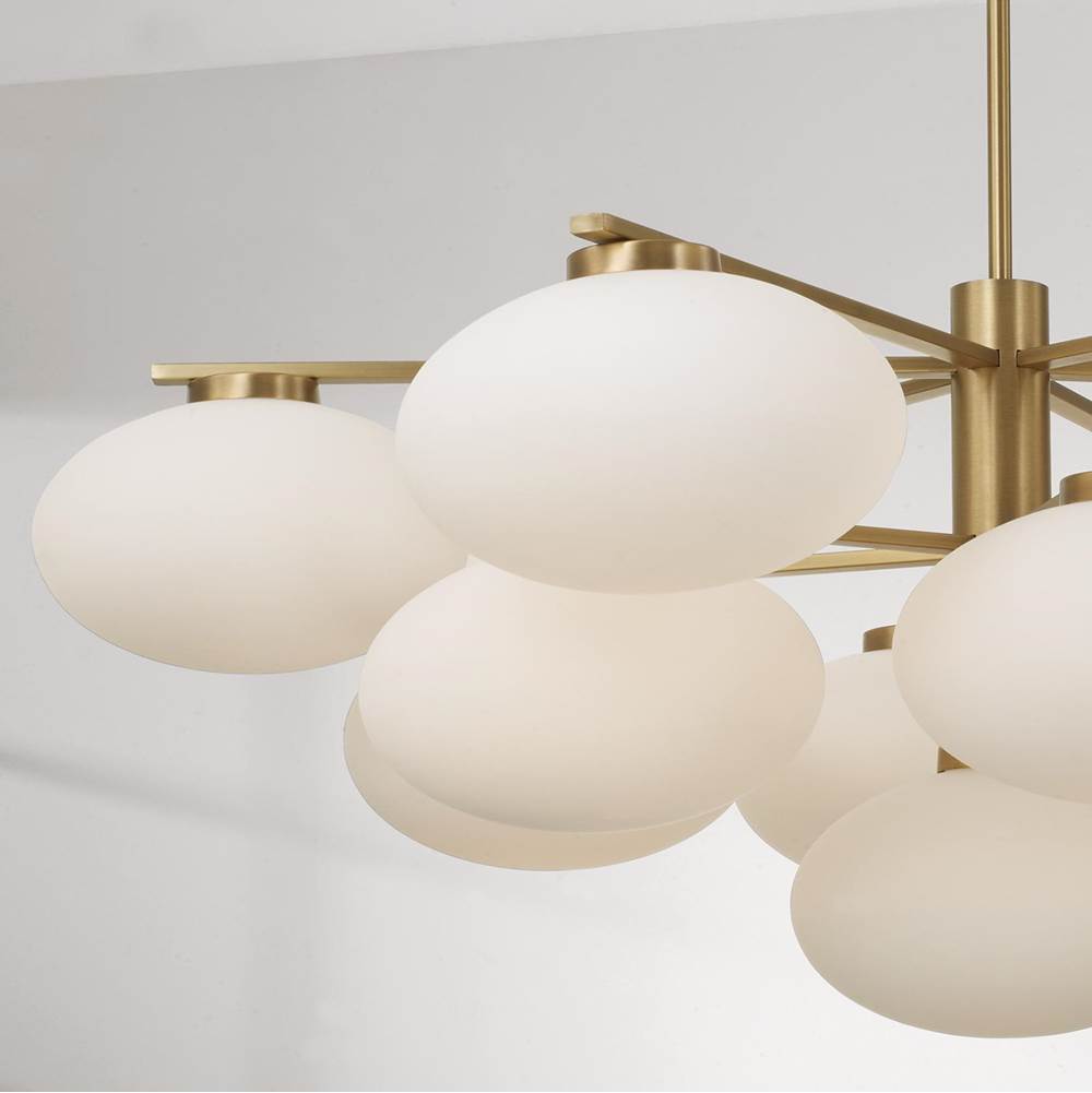 Capital Lighting 460501AD Aged Brass 45.5'' W X 17.75'' H 10-light Two-tier Chandelier In Matte Black With Soft White Glass Oval Globes Image 4