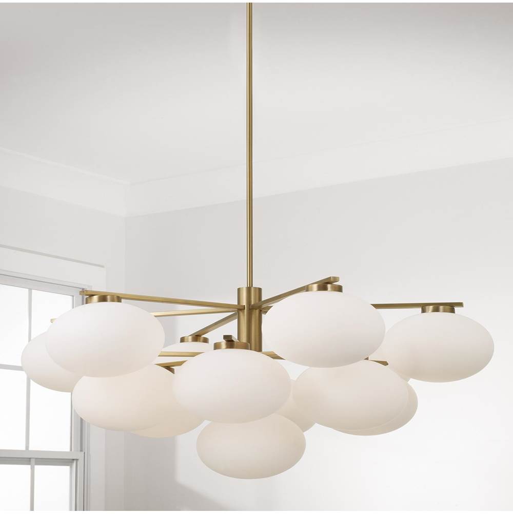 Capital Lighting Soren 45.5'' W X 17.75'' H 10-light Two-tier Chandelier In Matte Black With Soft White Glass Oval Globes