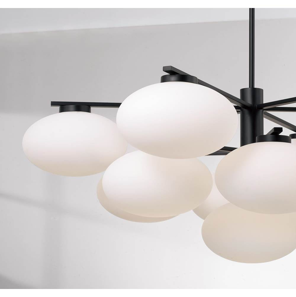 Capital Lighting 460501MB Matte Black 45.5'' W X 17.75'' H 10-light Two-tier Chandelier In Matte Black With Soft White Glass Oval Globes Image 3