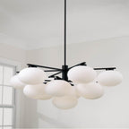 Capital Lighting Soren 45.5'' W X 17.75'' H 10-light Two-tier Chandelier In Matte Black With Soft White Glass Oval Globes