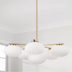 Capital Lighting Soren 37'' W X 12.25'' H 6-light Chandelier In Aged Brass With Soft White Glass Oval Globes