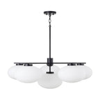 Capital Lighting 460561MB Matte Black 37'' W X 12.25'' H 6-light Chandelier In Matte Black With Soft White Glass Oval Globes Image 2