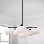 Capital Lighting Soren 37'' W X 12.25'' H 6-light Chandelier In Aged Brass With Soft White Glass Oval Globes