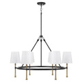 Capital Lighting 460761MBG-717 Matte Black,Hammered Gold 35'' W X 23.5'' H 6-light Ring Chandelier In Matte Black With Textured Hammered Gold Tails And White Fabric Shades Image 1