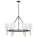 Capital Lighting 460761MBG-717 Matte Black,Hammered Gold 35'' W X 23.5'' H 6-light Ring Chandelier In Matte Black With Textured Hammered Gold Tails And White Fabric Shades Image 1