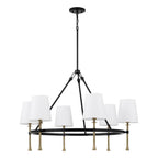 Capital Lighting 460761MBG-717 Matte Black,Hammered Gold 35'' W X 23.5'' H 6-light Ring Chandelier In Matte Black With Textured Hammered Gold Tails And White Fabric Shades Image 3