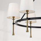 Capital Lighting 460761MBG-717 Matte Black,Hammered Gold 35'' W X 23.5'' H 6-light Ring Chandelier In Matte Black With Textured Hammered Gold Tails And White Fabric Shades Image 4