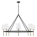 Capital Lighting 460781MBG-717 Matte Black,Hammered Gold 48'' W X 29.5'' H 8-light Ring Chandelier In Matte Black With Textured Hammered Gold Tails And White Fabric Shades Image 1