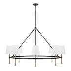 Capital Lighting 460781MBG-717 Matte Black,Hammered Gold 48'' W X 29.5'' H 8-light Ring Chandelier In Matte Black With Textured Hammered Gold Tails And White Fabric Shades Image 3