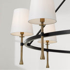 Capital Lighting 460781MBG-717 Matte Black,Hammered Gold 48'' W X 29.5'' H 8-light Ring Chandelier In Matte Black With Textured Hammered Gold Tails And White Fabric Shades Image 4
