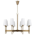Capital Lighting 460881AD-718 Aged Brass 42'' W X 21'' H 8-light Chandelier In Aged Brass With White Fabric Shades And Designer Canopy Image 1