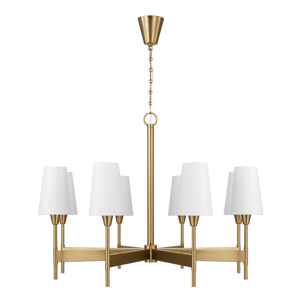 Capital Lighting 460881AD-718 Aged Brass 42'' W X 21'' H 8-light Chandelier In Aged Brass With White Fabric Shades And Designer Canopy Image 3
