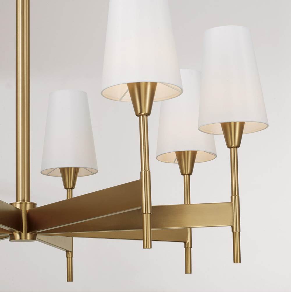 Capital Lighting 460881AD-718 Aged Brass 42'' W X 21'' H 8-light Chandelier In Aged Brass With White Fabric Shades And Designer Canopy Image 4