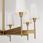 Capital Lighting 460881AD-718 Aged Brass 42'' W X 21'' H 8-light Chandelier In Aged Brass With White Fabric Shades And Designer Canopy Image 4