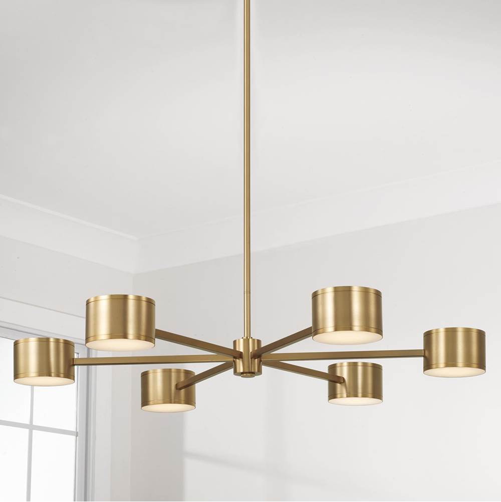 Capital Lighting Henley 42.25'' W X 8'' H Integrated Led Chandelier In Aged Brass With Up And Down Cylinder Lights