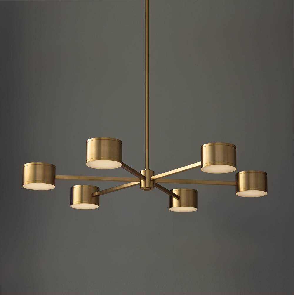 Capital Lighting 460901AD Aged Brass 42.25'' W X 8'' H Integrated Led Chandelier In Aged Brass With Up And Down Cylinder Lights Image 7