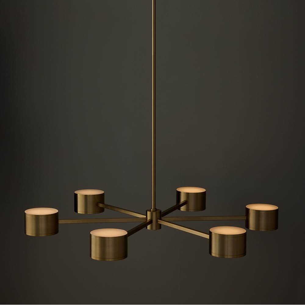 Capital Lighting 460901AD Aged Brass 42.25'' W X 8'' H Integrated Led Chandelier In Aged Brass With Up And Down Cylinder Lights Image 5