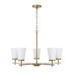 Capital Lighting 461051AD-660 Aged Brass 28'' W X 18.5'' H 5-light Chandelier In Aged Brass With Tapered Soft White Glass Image 1