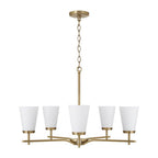 Capital Lighting 461051AD-660 Aged Brass 28'' W X 18.5'' H 5-light Chandelier In Aged Brass With Tapered Soft White Glass Image 3