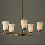 Capital Lighting 461051AD-660 Aged Brass 28'' W X 18.5'' H 5-light Chandelier In Aged Brass With Tapered Soft White Glass Image 5