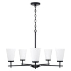 Capital Lighting 461051MB-660 Matte Black 28'' W X 18.5'' H 5-light Chandelier In Matte Black With Tapered Soft White Glass Image 2