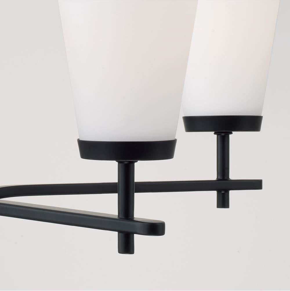 Capital Lighting 461051MB-660 Matte Black 28'' W X 18.5'' H 5-light Chandelier In Matte Black With Tapered Soft White Glass Image 3