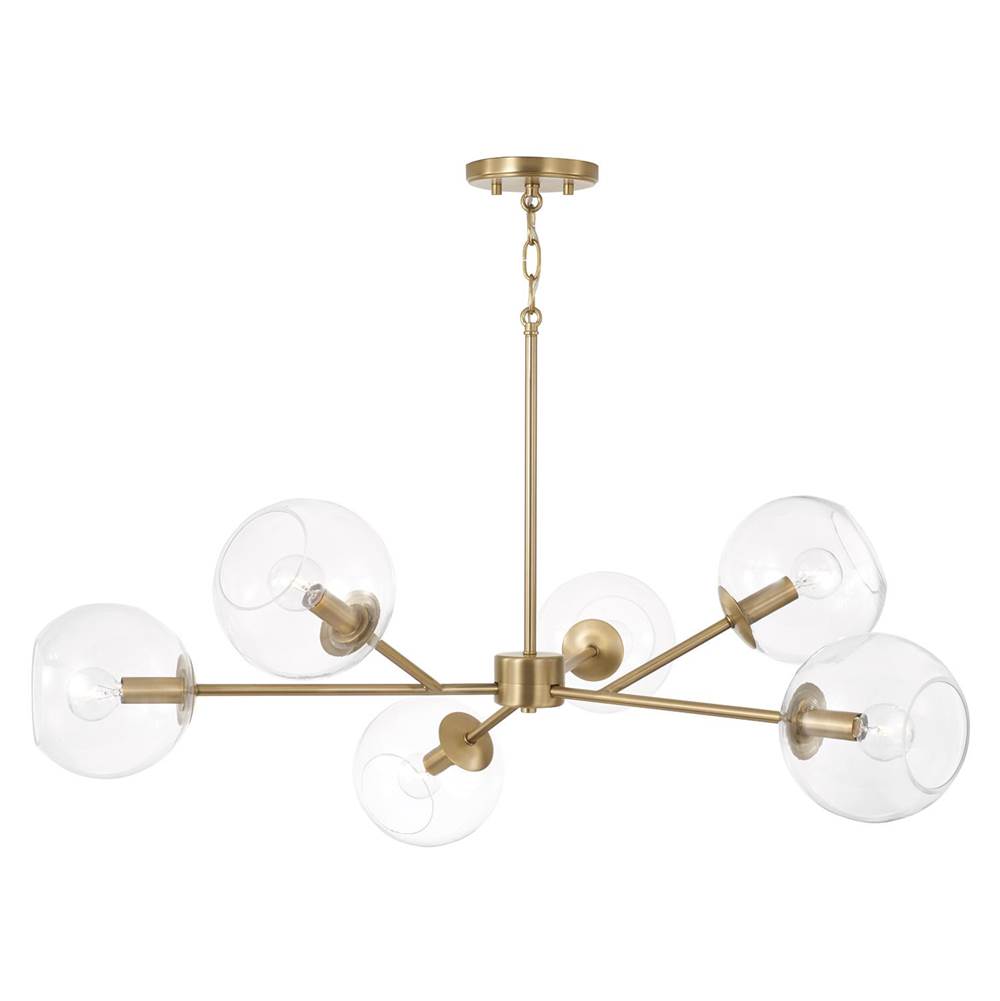 Capital Lighting 461561AD-661 Aged Brass 38'' W X 14'' H 6-light Sputnik Chandelier In Aged Brass With Clear Glass Globes Image 2