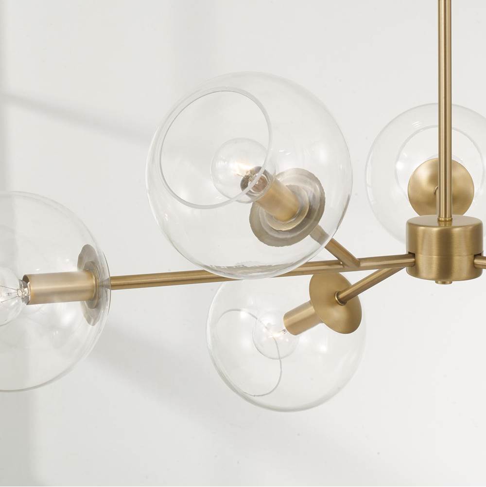 Capital Lighting 461561AD-661 Aged Brass 38'' W X 14'' H 6-light Sputnik Chandelier In Aged Brass With Clear Glass Globes Image 3