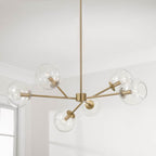 Capital Lighting Atlas 38'' W X 14'' H 6-light Sputnik Chandelier In Aged Brass With Clear Glass Globes