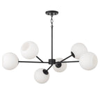Capital Lighting 461561MB-665 Matte Black 38'' W X 14'' H 6-light Sputnik Chandelier In Matte Black With Soft White Glass Globes Image 1