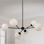 Capital Lighting Atlas 38'' W X 14'' H 6-light Sputnik Chandelier In Matte Black With Soft White Glass Globes
