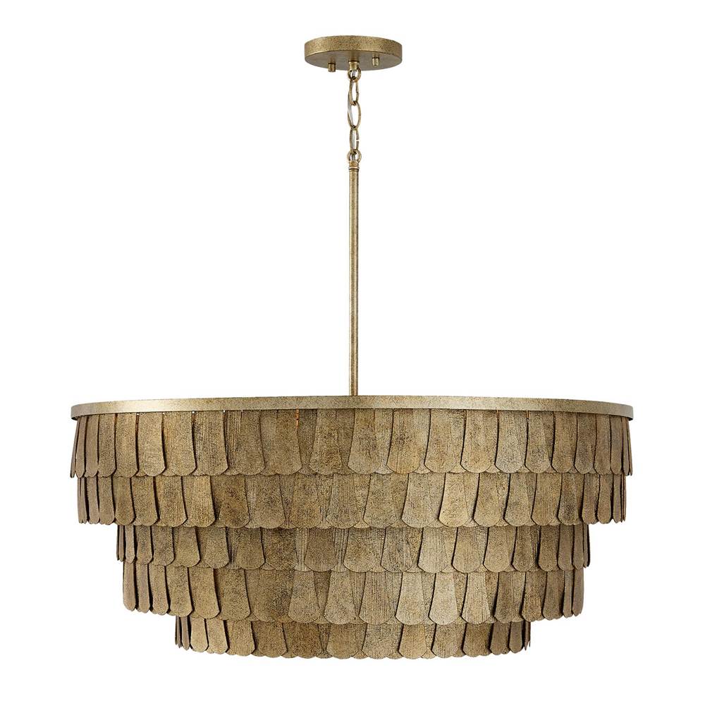 Capital Lighting 461661AGO Ancestral Gold 28.75'' W X 11.5'' H 6-light Tiered Drum Chandelier In Textured Ancestral Gold With Dangling Petal Adornments Image 1