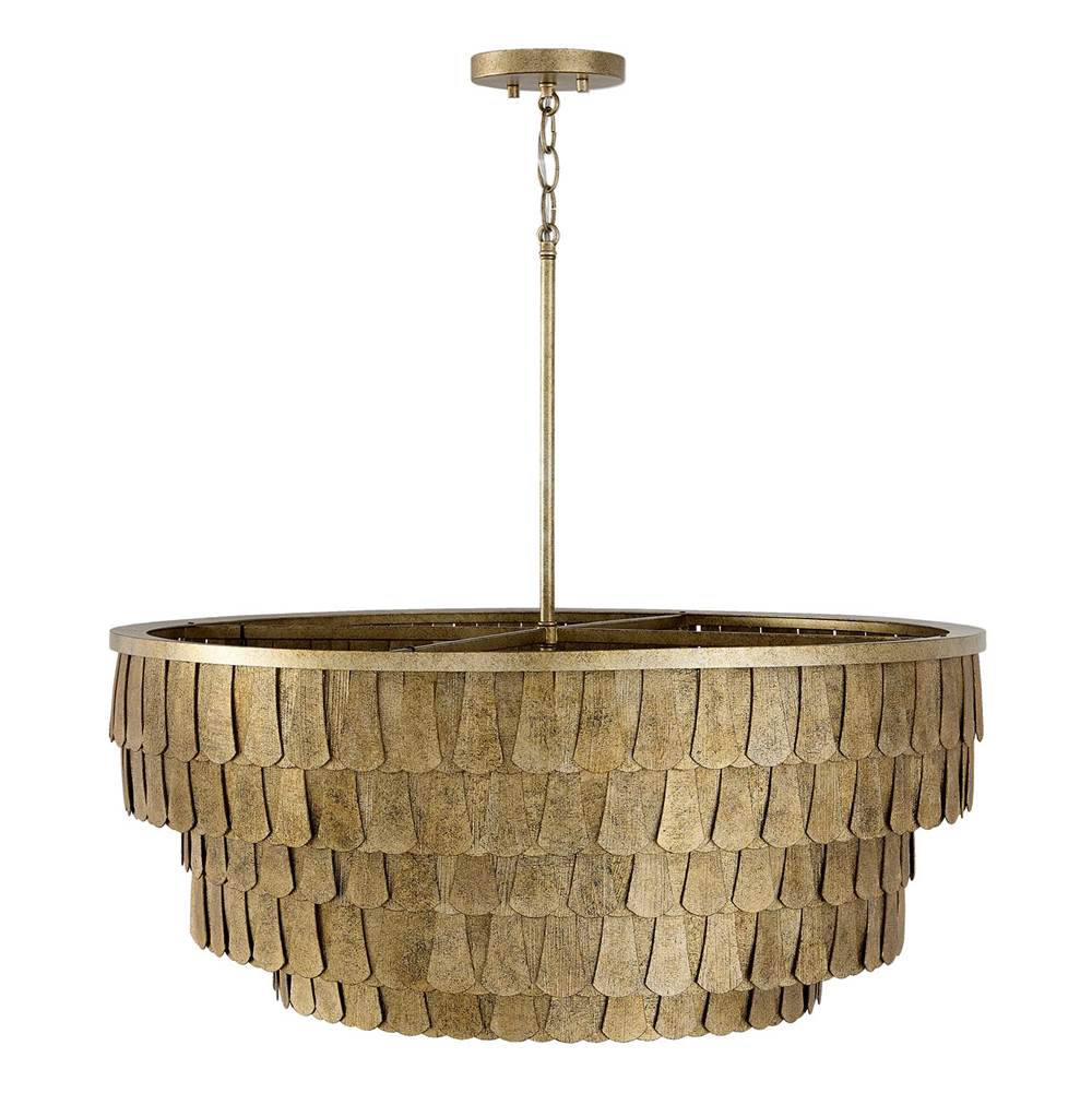 Capital Lighting 461661AGO Ancestral Gold 28.75'' W X 11.5'' H 6-light Tiered Drum Chandelier In Textured Ancestral Gold With Dangling Petal Adornments Image 3