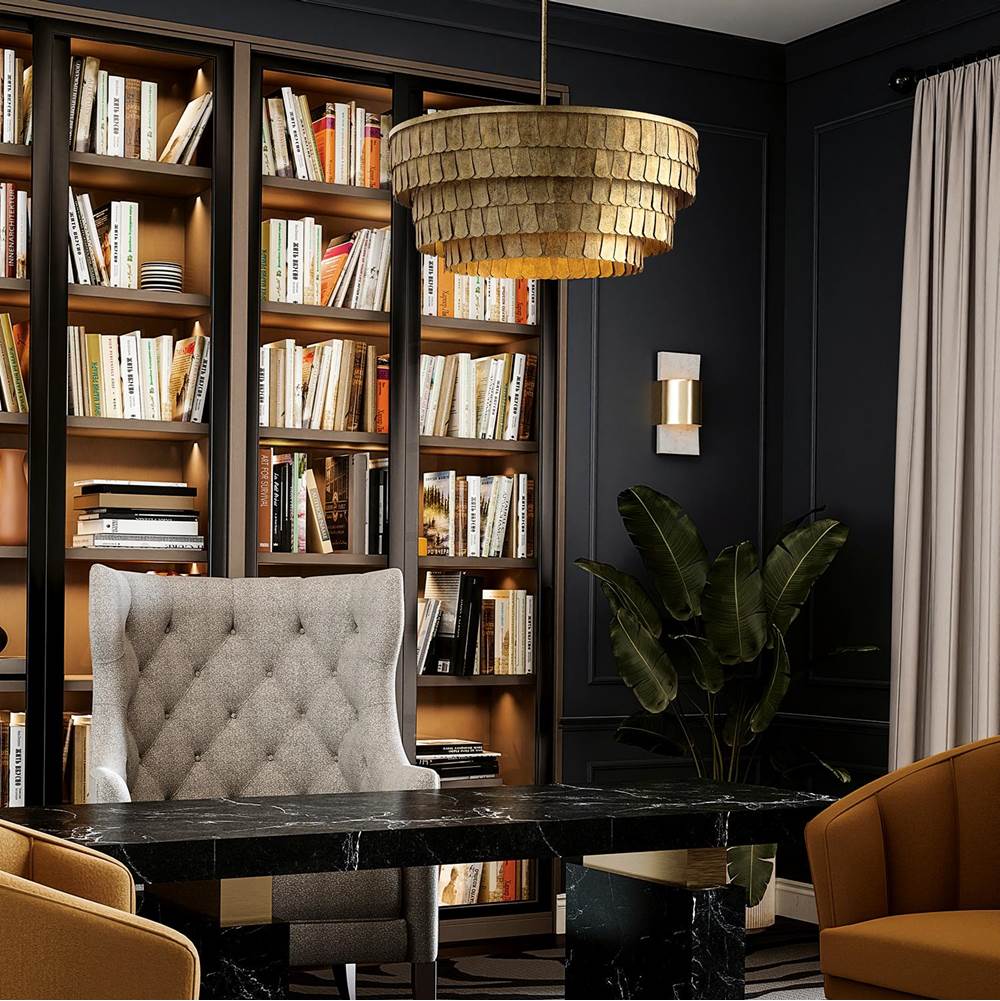 Capital Lighting 461661AGO Ancestral Gold 28.75'' W X 11.5'' H 6-light Tiered Drum Chandelier In Textured Ancestral Gold With Dangling Petal Adornments Image 6