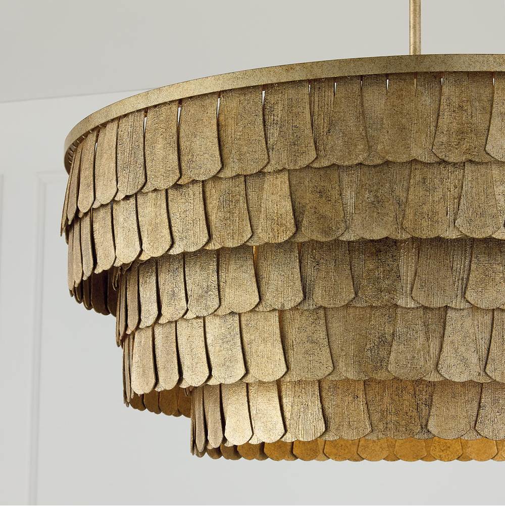 Capital Lighting 461661AGO Ancestral Gold 28.75'' W X 11.5'' H 6-light Tiered Drum Chandelier In Textured Ancestral Gold With Dangling Petal Adornments Image 7